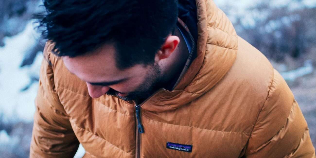 Guy in Patagonia jacket promoting child free labour