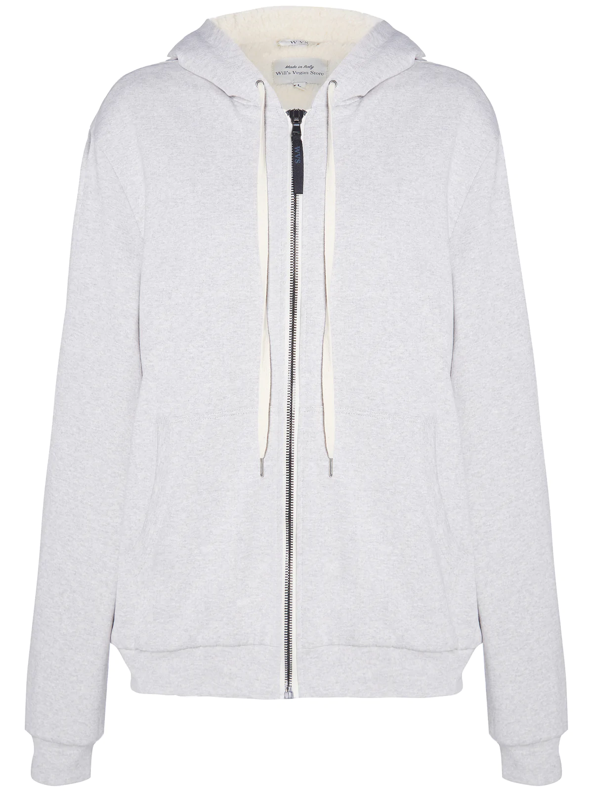 Will's Vegan Zip Up hoodie with recycled vegan shearling lining in grey